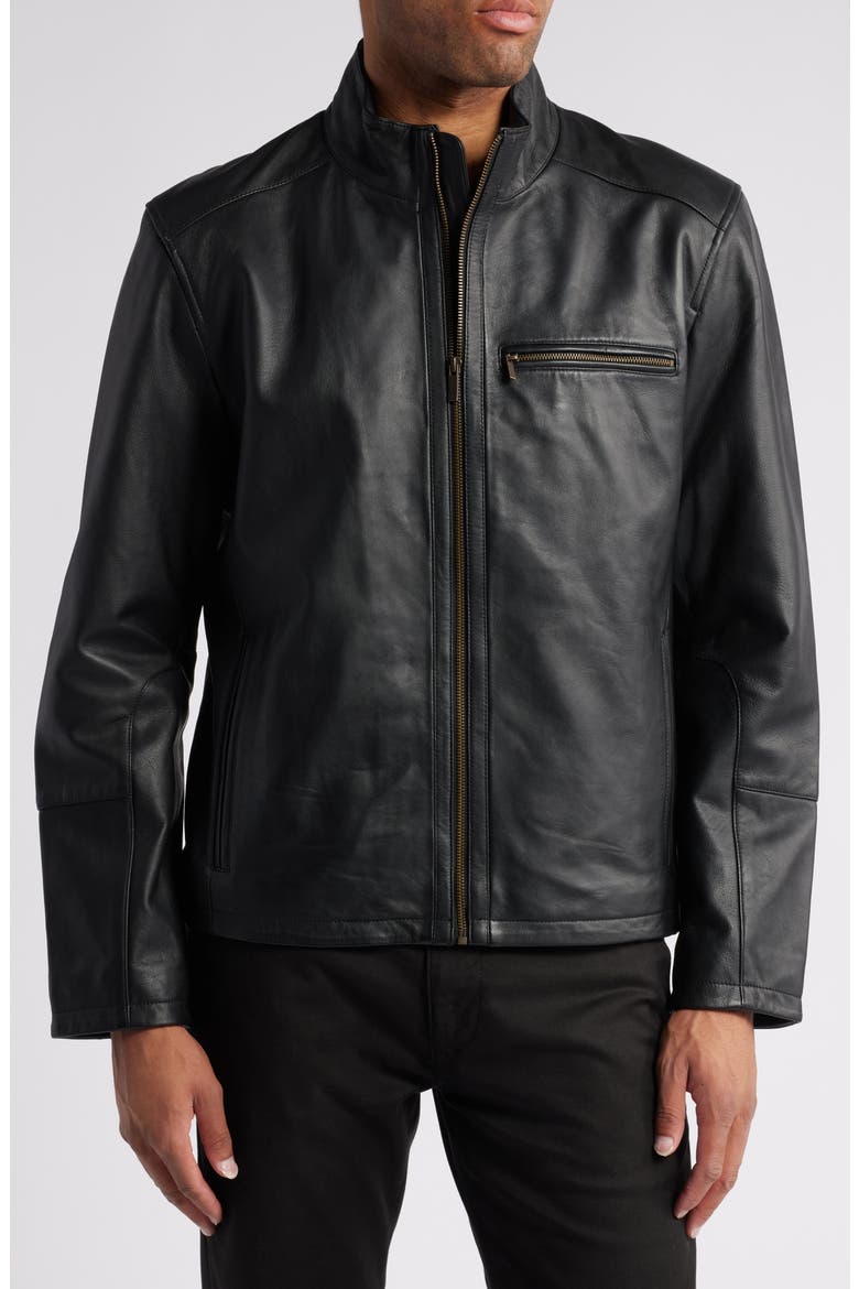Classic Leather Moto Jacket, Alternate, color, BLACK