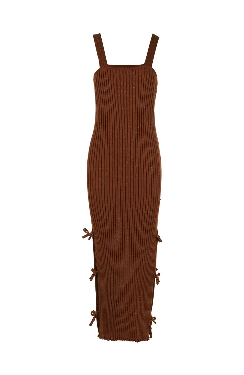 Alexandra Bueno Golden Moccha Bow Dress, Main, color, Brown