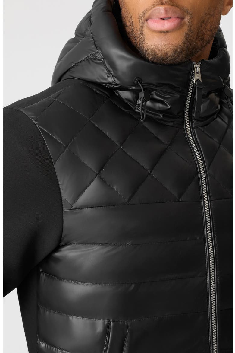 Fletcher Mixed Media Down Jacket, Alternate, color, BLACK