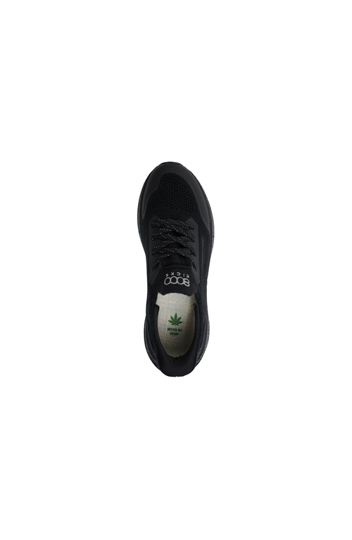 8000kicks The Hemp Runner Sneaker In Black And White