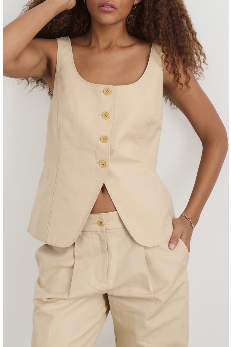 Gabby Linen & Cotton Vest, Main, color, TAN