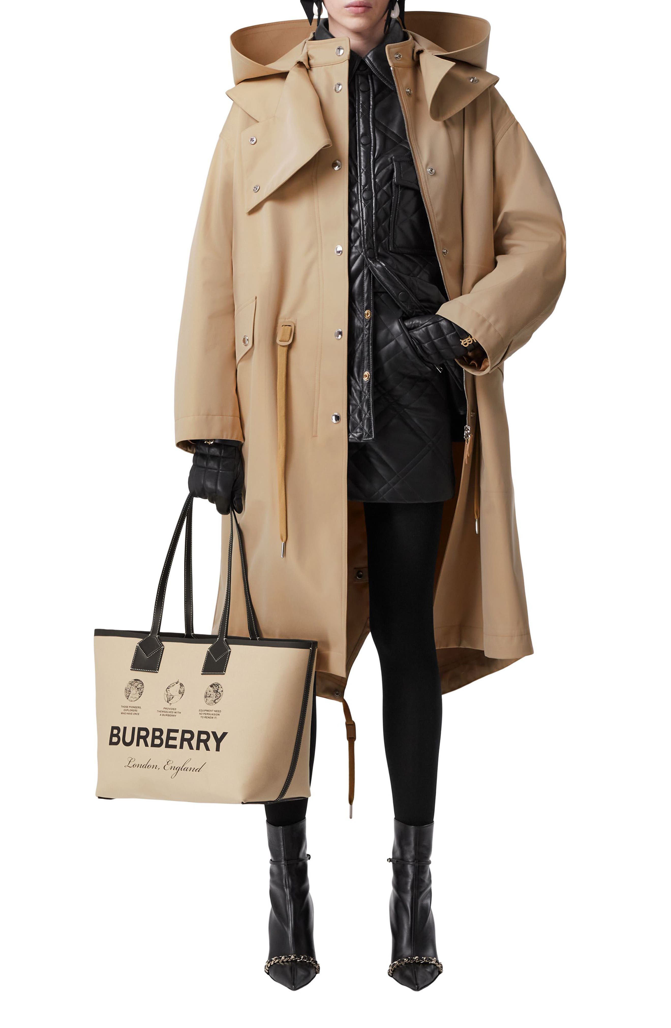 Burberry Large Heritage Canvas Tote, Alternate, color, 
