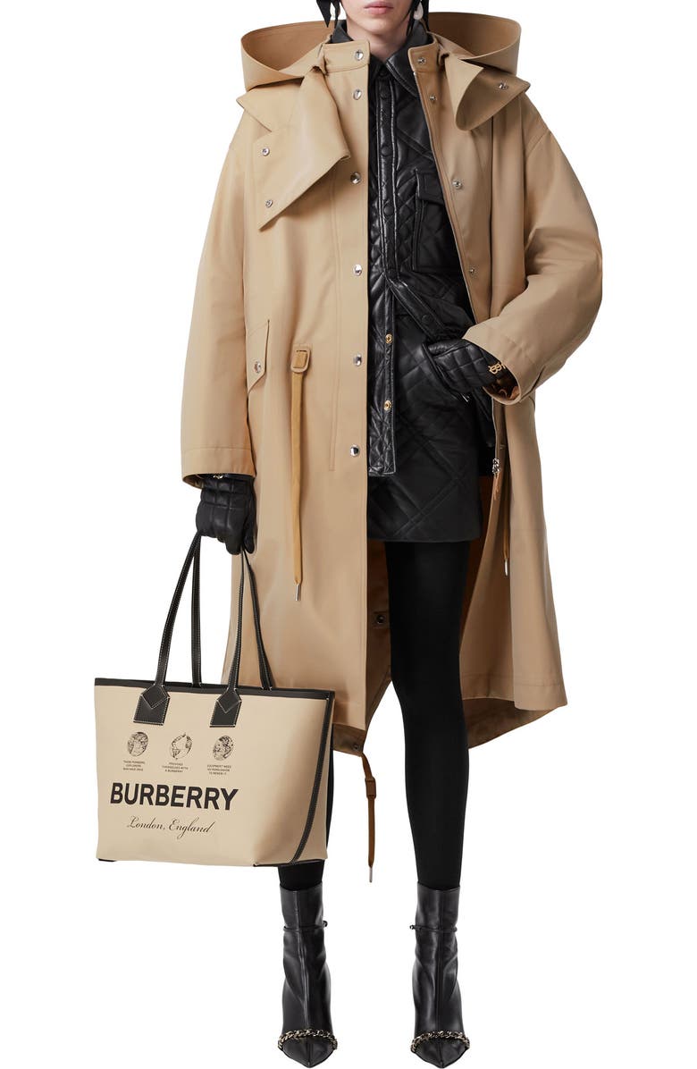 Burberry Large Heritage Canvas Tote, Alternate, color,
