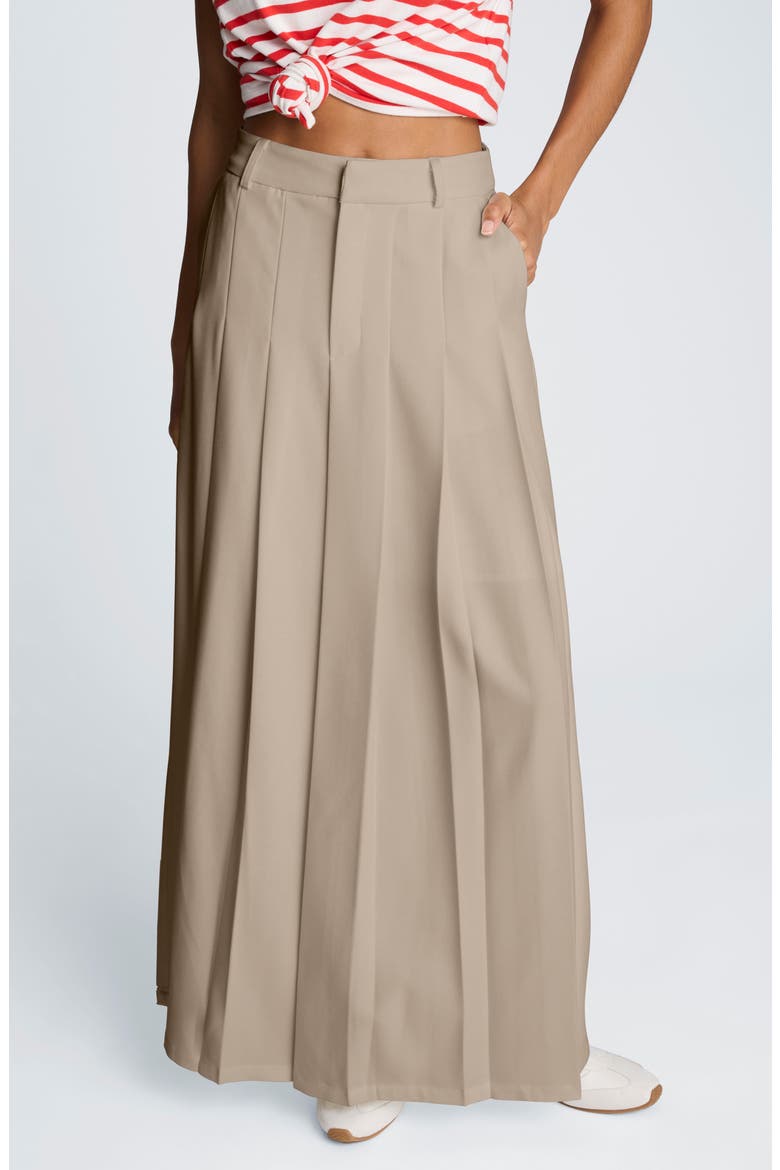 Pleated Stretch Maxi Skirt, Main, color, BURLAP