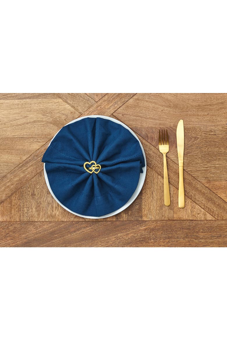Gold Double Hearts Premium Valentine's Day Napkin Ring, Alternate, color, Gold