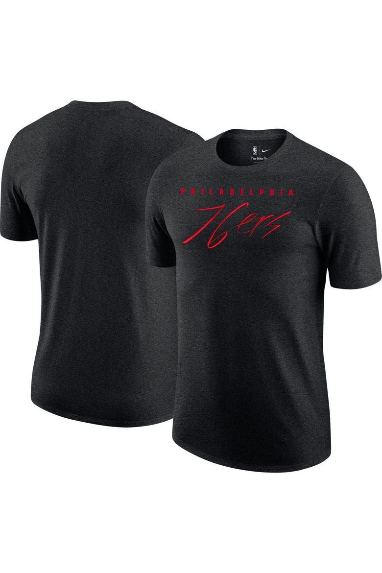 Men's Nike Heather Black Philadelphia 76ers Courtside Versus Flight Max90 T-Shirt, Main, color, Heather Black