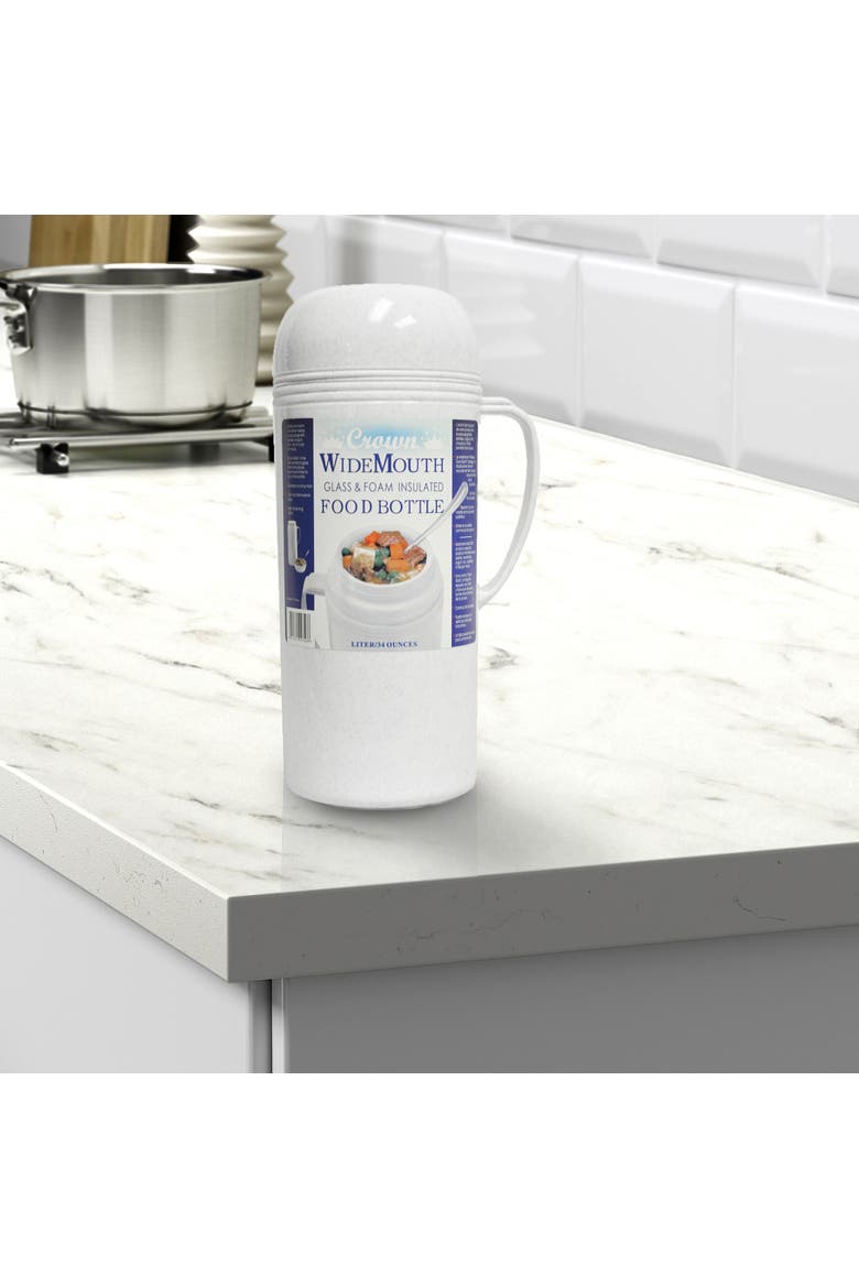 1.0L Wide Mouth Glass Vacuum/Foam Insulated Thermos, Alternate, color, Silver