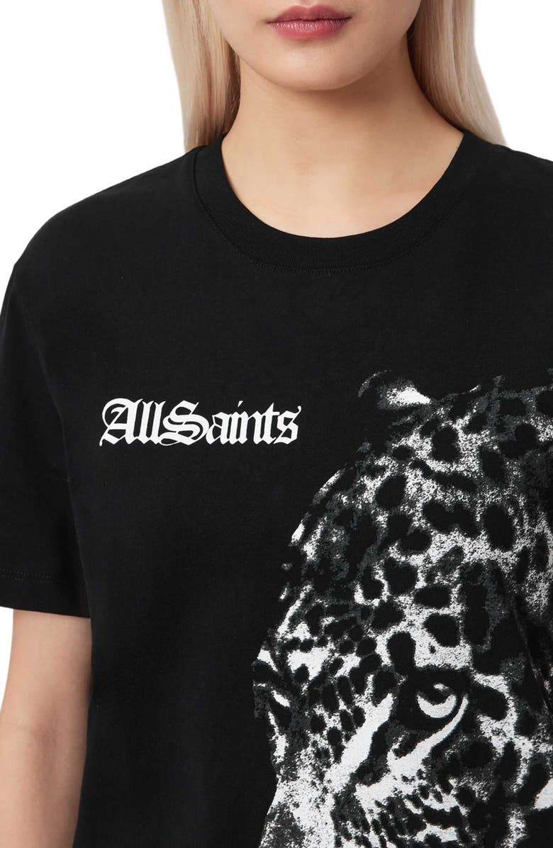 AllSaints Zaya Print Boyfriend T-Shirt, Alternate, color, Black