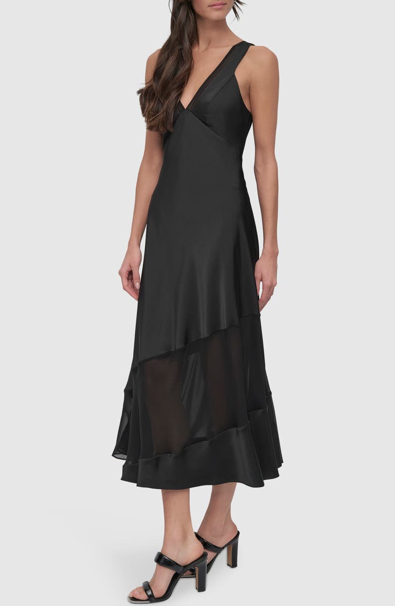 DKNY Sleeveless Asymmetric Panel A-Line Dress, Alternate, color,