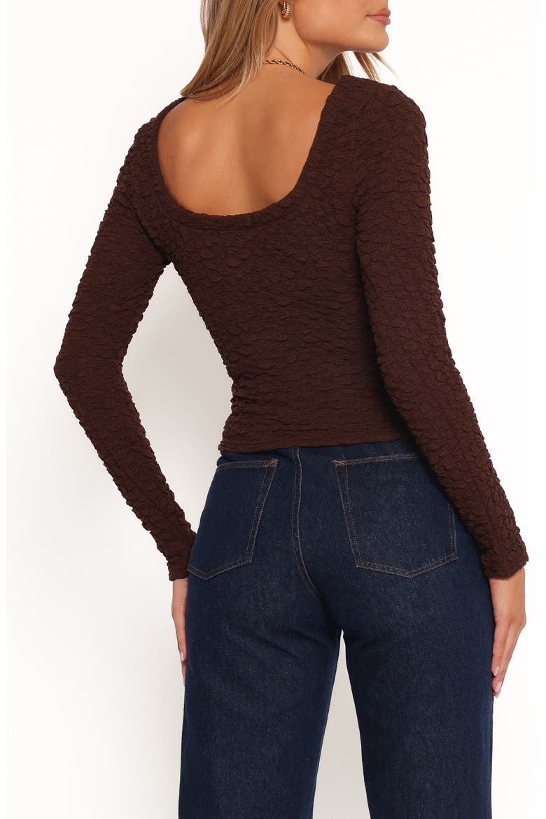 Warren Puckered Long Sleeve Top, Alternate, color, BROWN