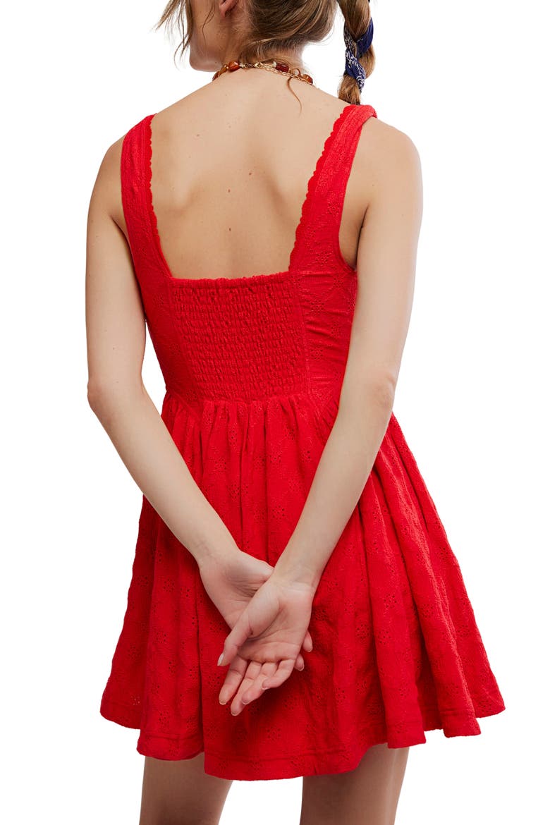 Can't Help It Eyelet Embroidered Minidress, Alternate, color, HIGH RISK PEPPER COM