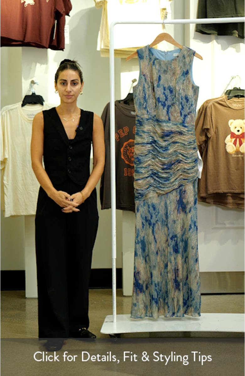 Violetta Metallic Floral Print Trumpet Gown, sales video thumbnail