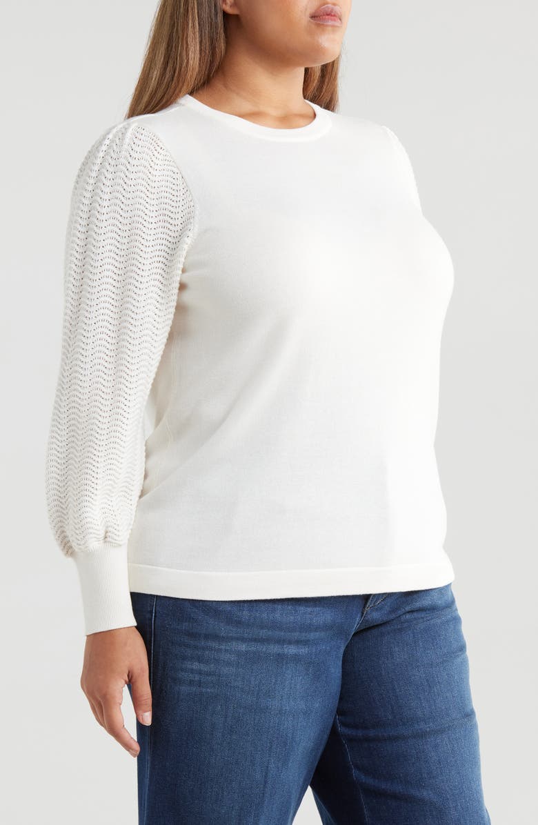 Jones New York Pointelle Stitch Sleeve Sweater, Alternate, color, 