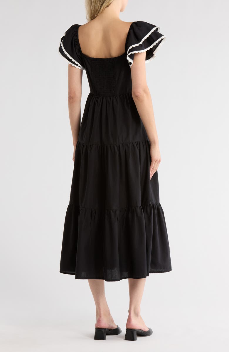 Love By Design Embroidered Midi Dress, Alternate, color, Black/ Egret