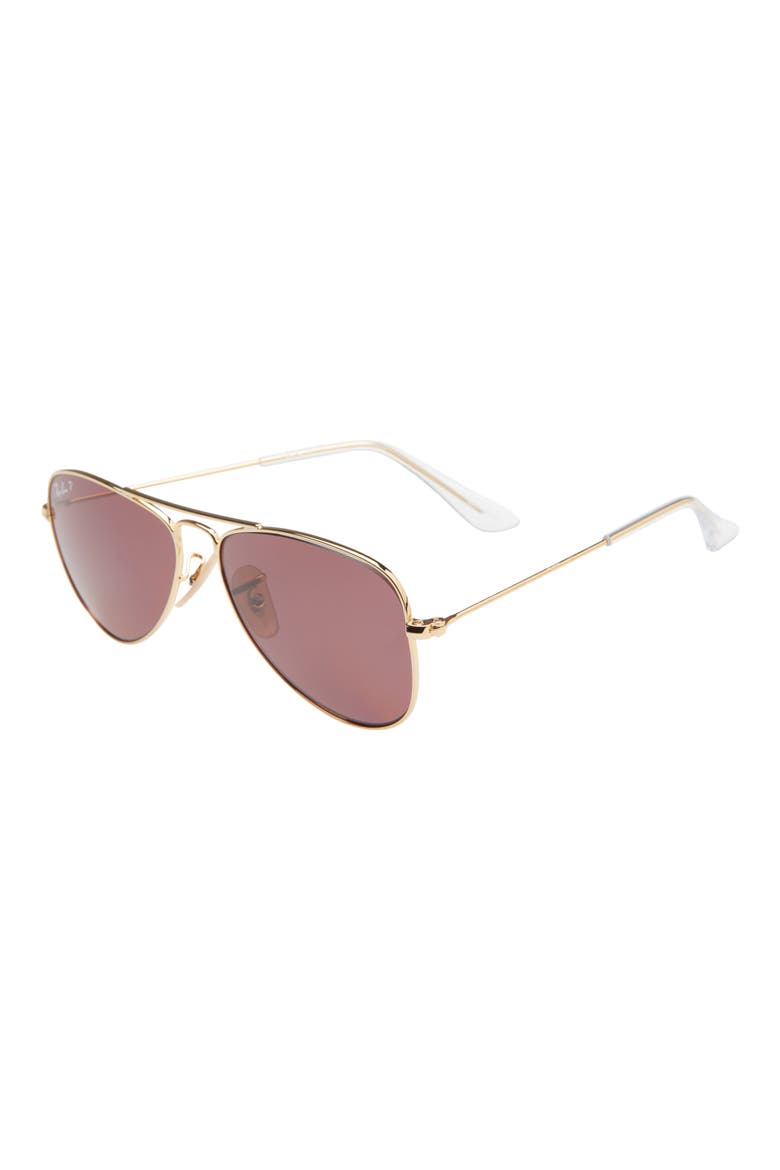 Junior 50mm Polarized Aviator Sunglasses, Main, color, GOLD/ PURPLE POLARIZED