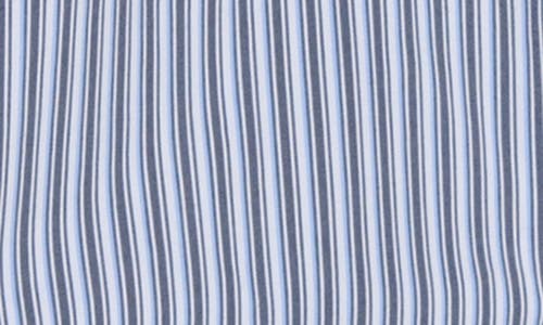 L AGENCE L'AGENCE MALIA STRIPE CONTRAST COLLAR BUTTON-UP TUNIC SHIRT 