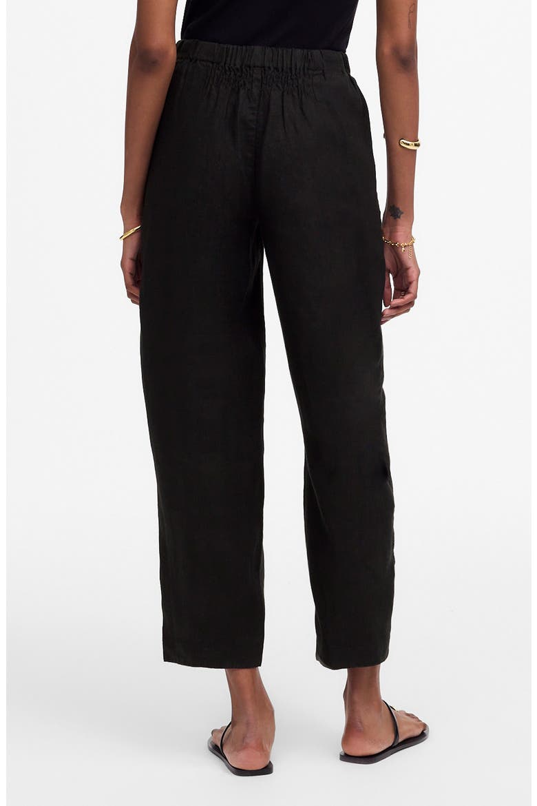Barrel Leg Crop Linen Pants, Alternate, color, JET BLACK