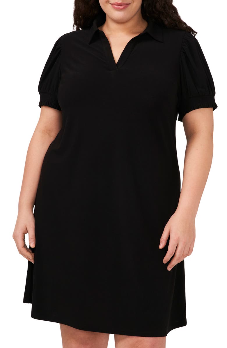 CeCe Knit Polo Dress, Alternate, color, Rich Black