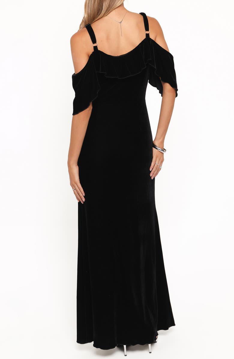 Petal & Pup Micah Cold Shoulder Velvet Dress, Alternate, color, Black
