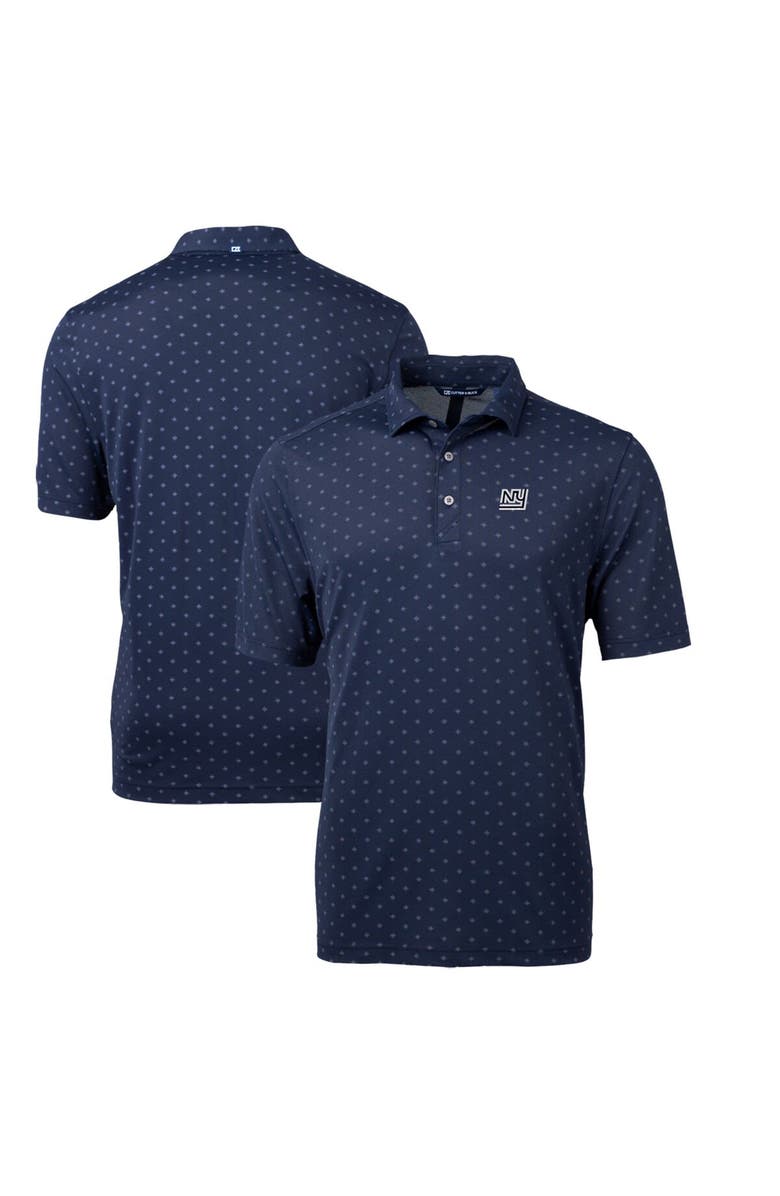 Cutter & Buck Men's Cutter & Buck Navy New York Giants Throwback Logo Virtue Eco Pique Tile Recycled Polo, Main, color, 