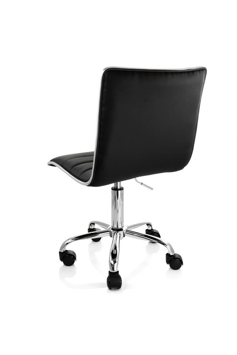 2 Piece Adjustable Faux Leather Rolling Office Chair, Alternate, color, Black
