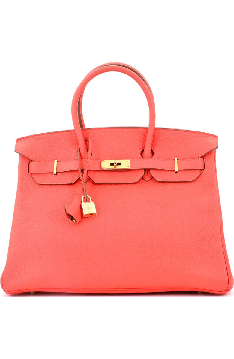 Pre-Owned Hermes Birkin Handbag Pink Clemence with Gold Hardware 35, Main, color, Rose Jaipur