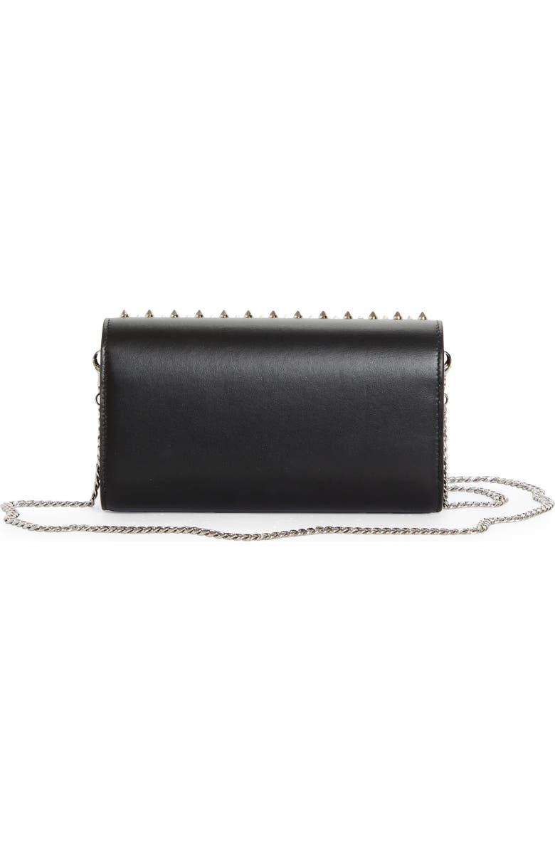 Christian Louboutin Paloma Spike Leather Wallet on a Chain, Alternate, color, Bk65 Black/ Silver