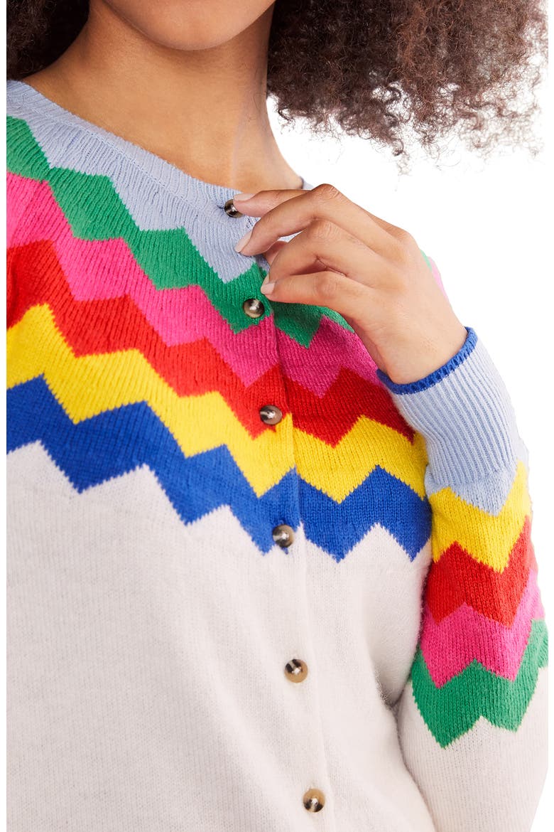 Rothesay Fair Isle Cardigan, Alternate, color, ECRU RAINBOW CHEVRON
