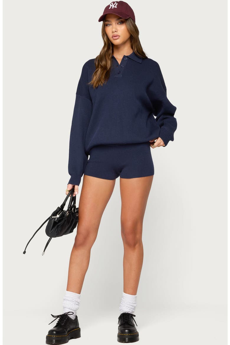 Lorie Oversized Polo Sweater, Alternate, color, NAVY
