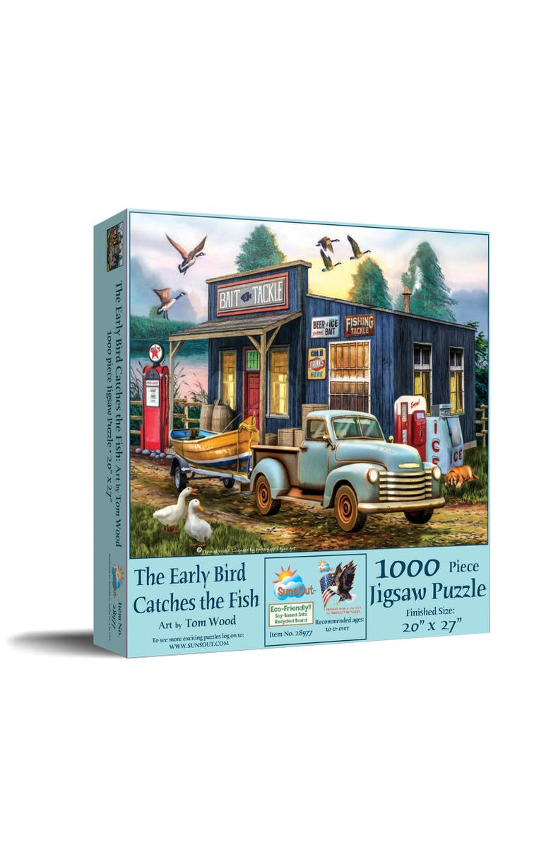 Sunsout The Early Bird Catchs the Fish 1000 piece Jigsaw Puzzle for Adults, Main, color, Multicolor