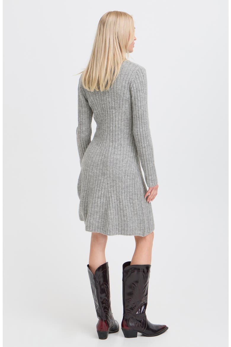 Ribbed Knit Long Sleeve Sweater Dress, Alternate, color, MID GREY MELANGE