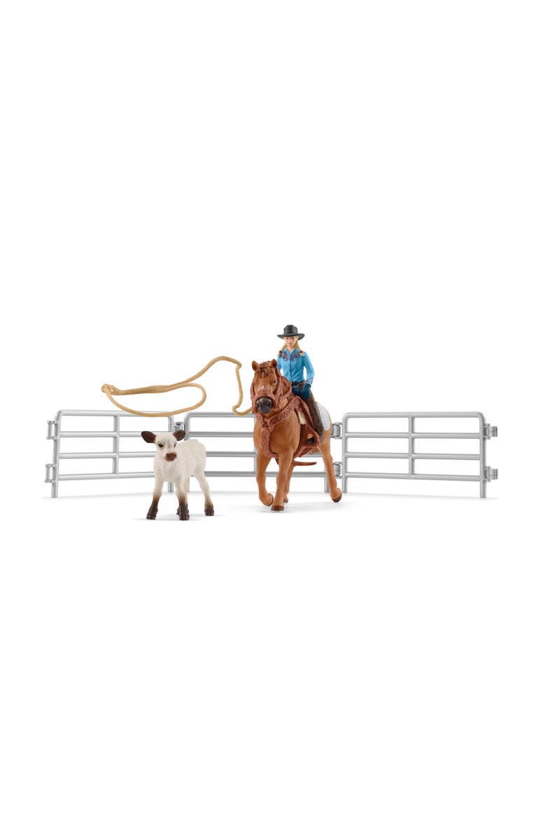 Schleich Farm World Cowgirl Team Roping Fun Playset, Main, color, Multicolored