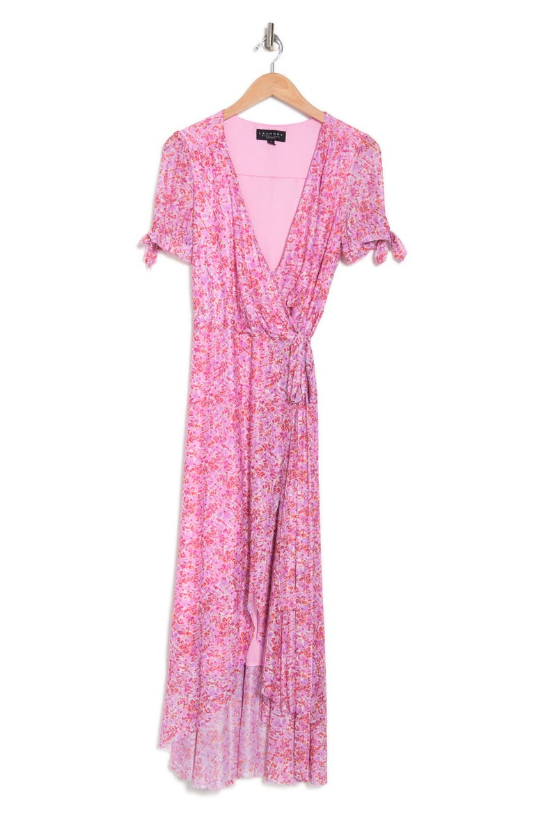 Floral Tie Sleeve High-Low Wrap Dress, Alternate, color, PLAYFUL FLORAL