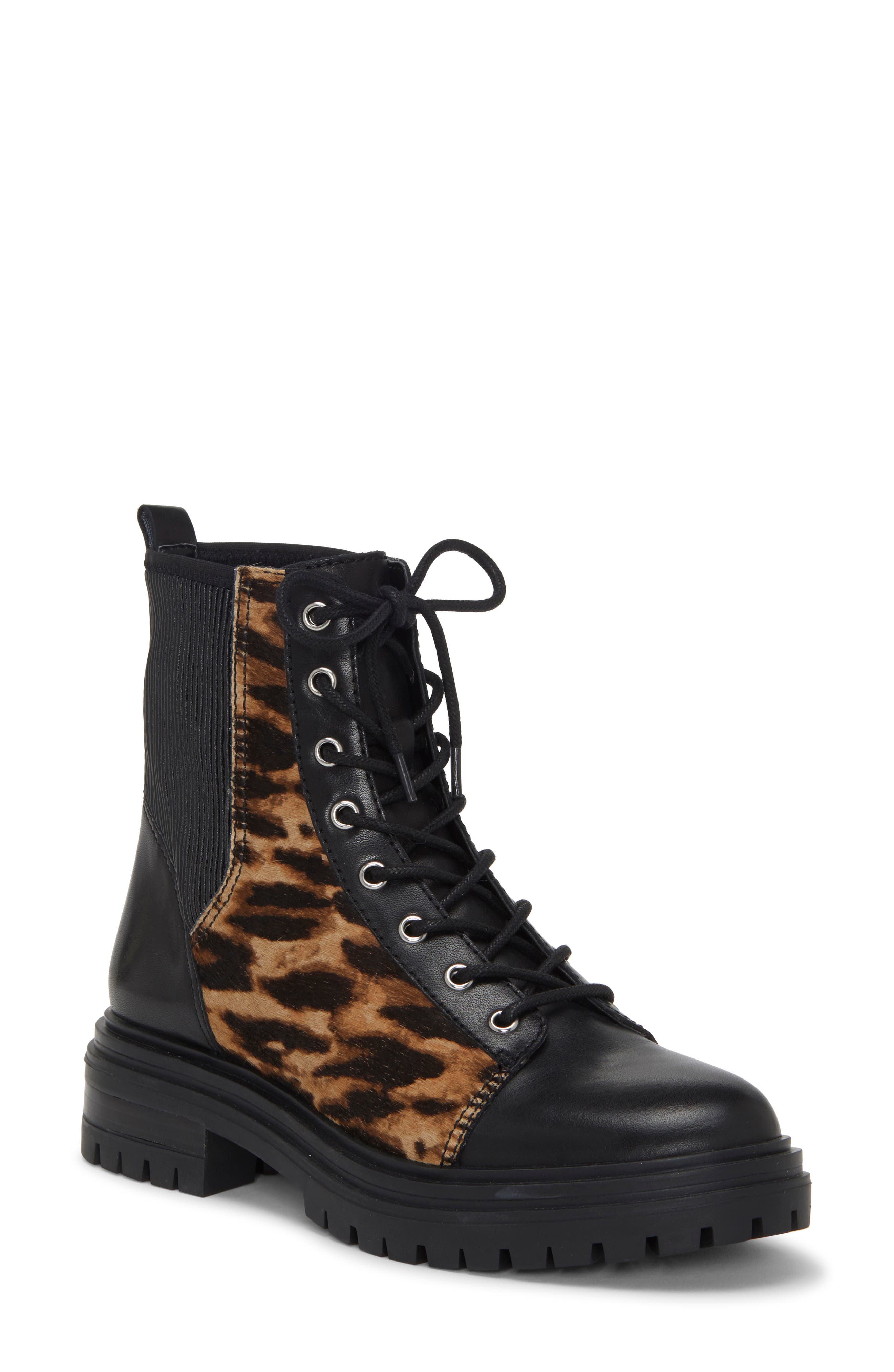 Bestenda Combat Boot, Main, color, BLACK LEATHER/ CALF HAIR