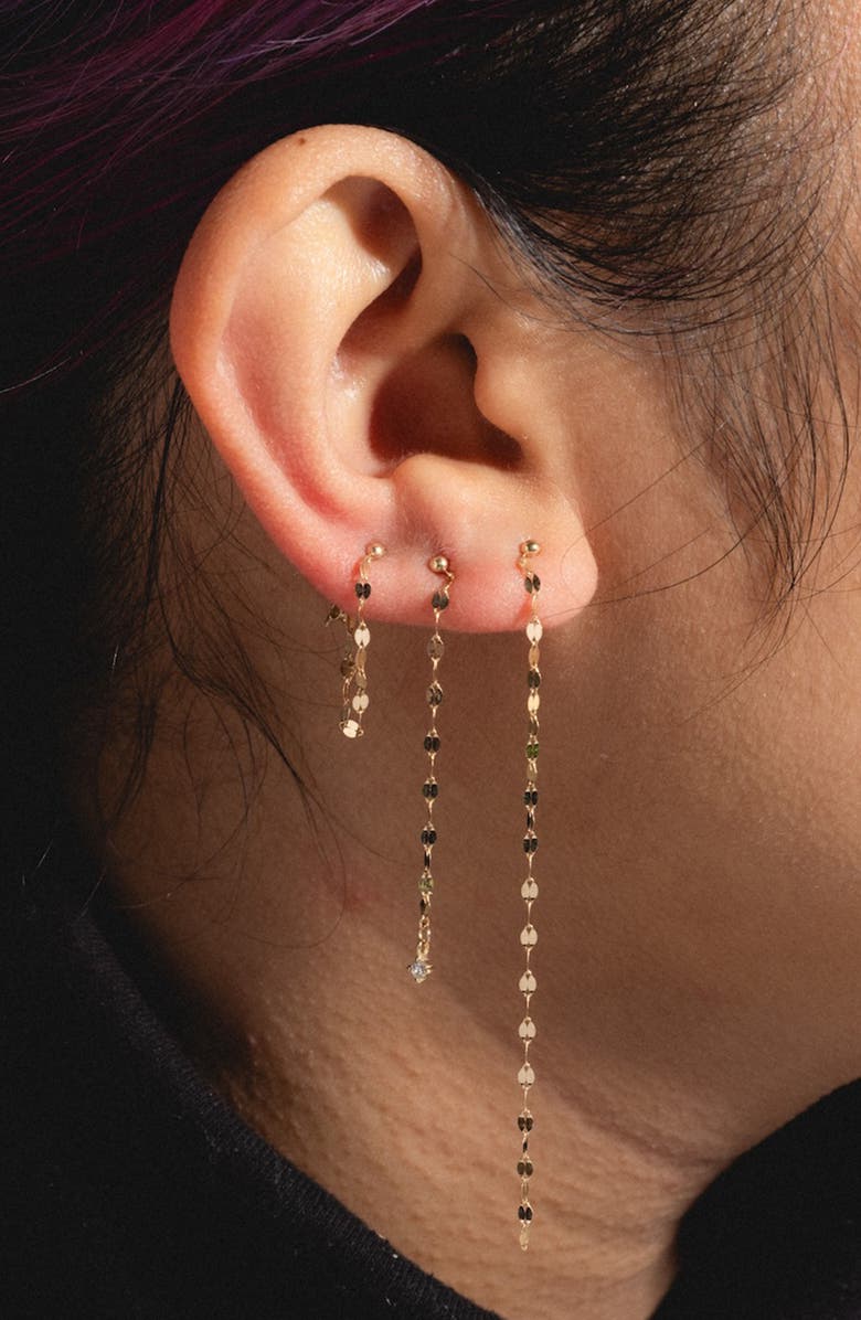 Local Eclectic Solid 9K Gold & Diamond Anchored Convertible Linear Drop Earrings, Alternate, color, Gold