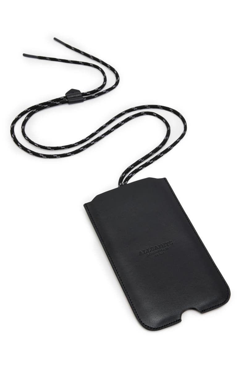AllSaints Cybelle Leather Phone Holder on a Lanyard, Main, color, 