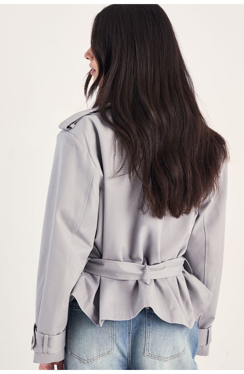 NASTY GAL Double Breasted Short Trench Coat, Alternate, color, Grey