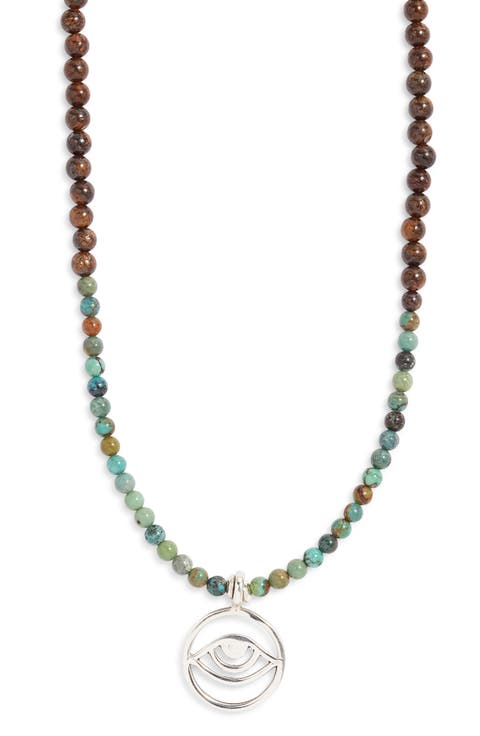 Men's Evil Eye Pendant Beaded Necklace