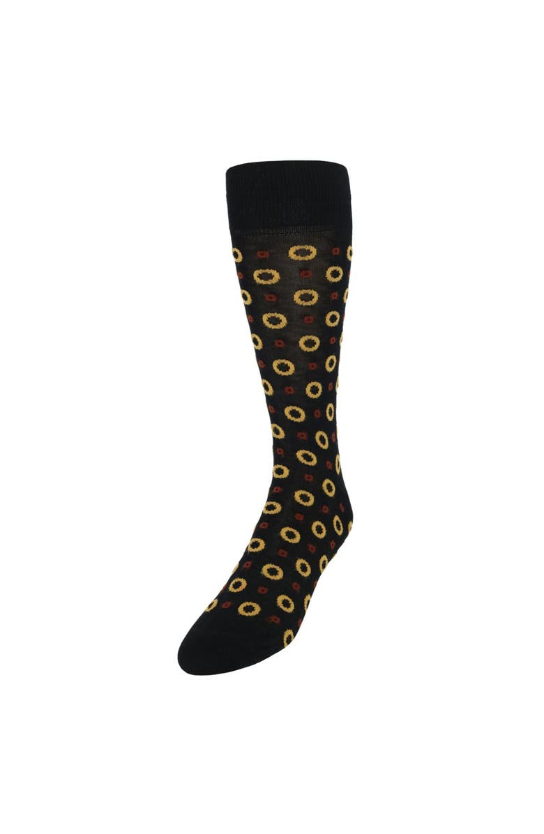 Trafalgar Redondo Circular Patterned Mid-Calf Mercerized Cotton Socks, Main, color, Black