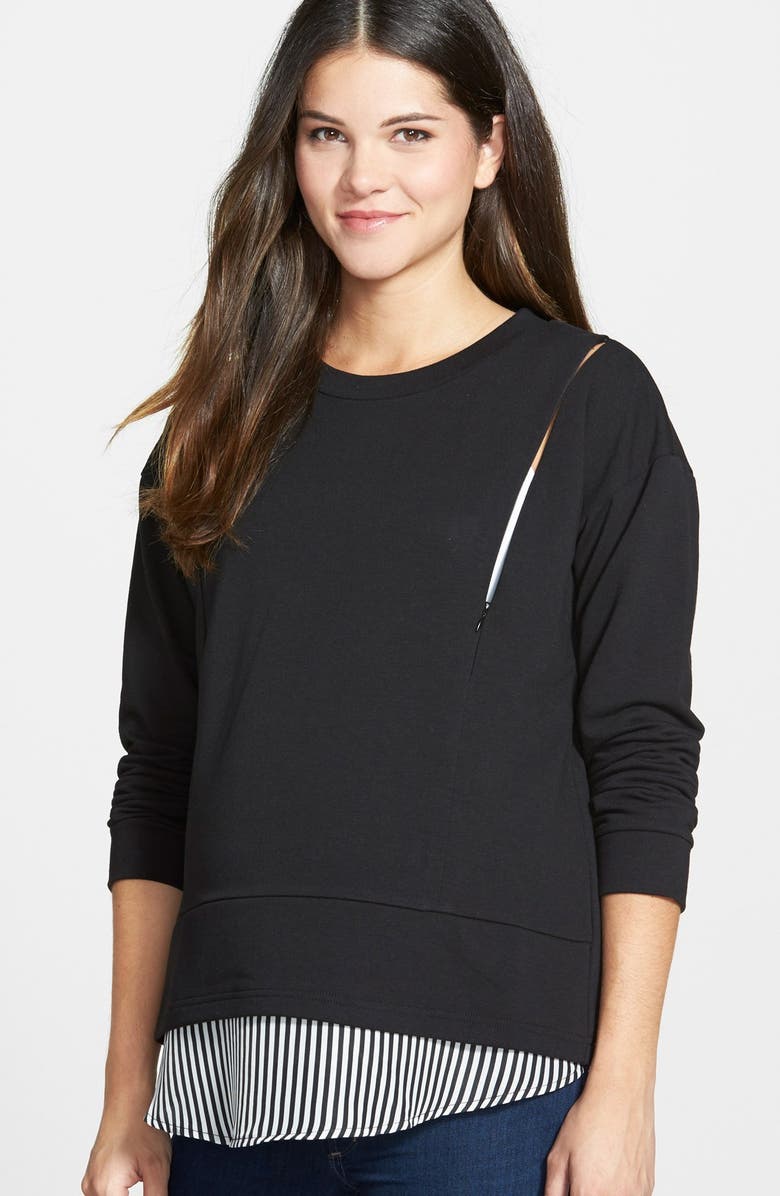 Loyal Hana 'Alex' Layered Look Maternity/Nursing Sweatshirt, Alternate, color,