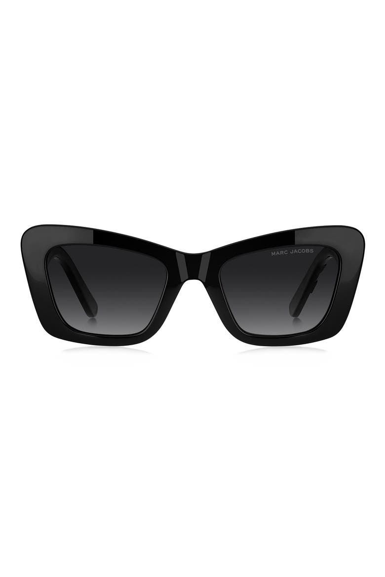 52mm Cat Eye Sunglasses, Main, color, BLACK WHITE/ DARK GREY SF
