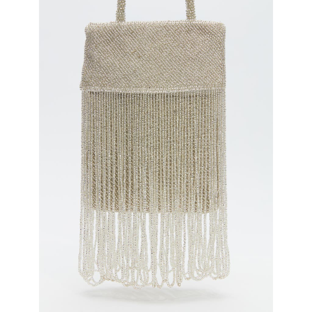 Reformation Valentina Mini Beaded Satin Shoulder Bag In Neutral