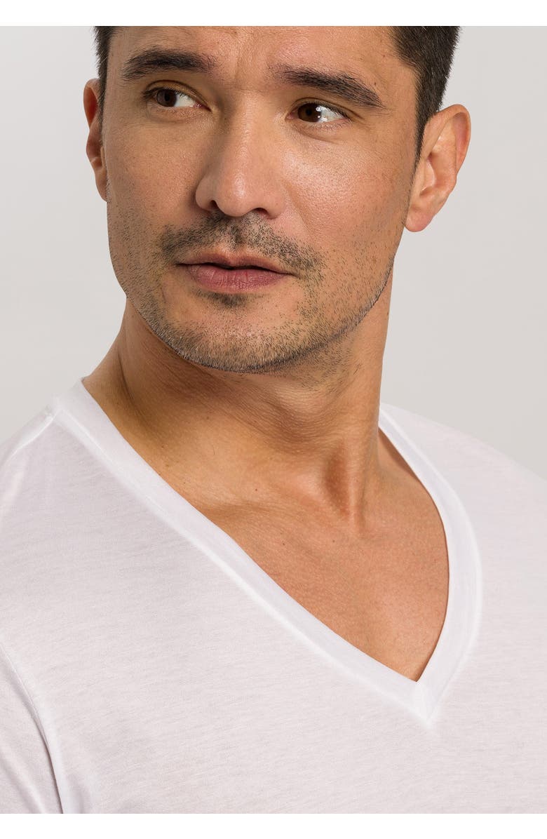 Hanro Cotton Sporty V-Neck Cotton T-Shirt, Alternate, color, White