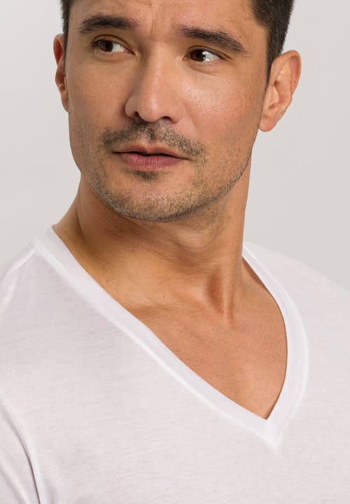 Hanro Cotton Pure V-neck T-shirt In White