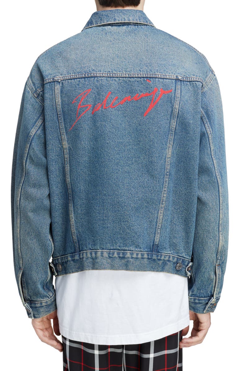 Balenciaga Big Fit Denim Trucker Jacket, Alternate, color,