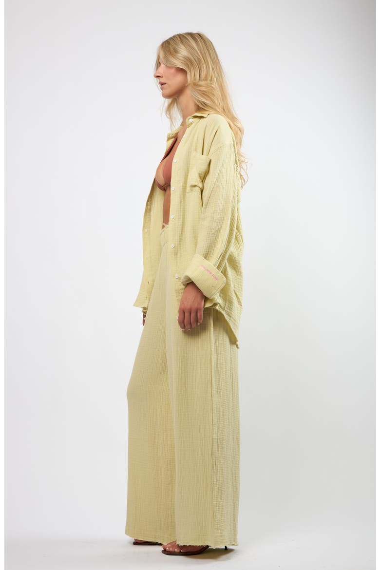 Resort Crinkle Wide Leg Cotton Pants, Alternate, color, SEAFOAM