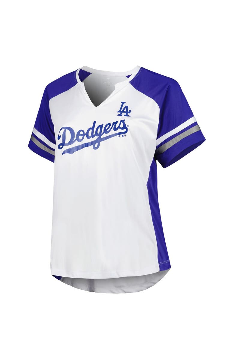 PROFILE Women's White/Royal Los Angeles Dodgers Plus Size Notch Neck T-Shirt, Alternate, color,
