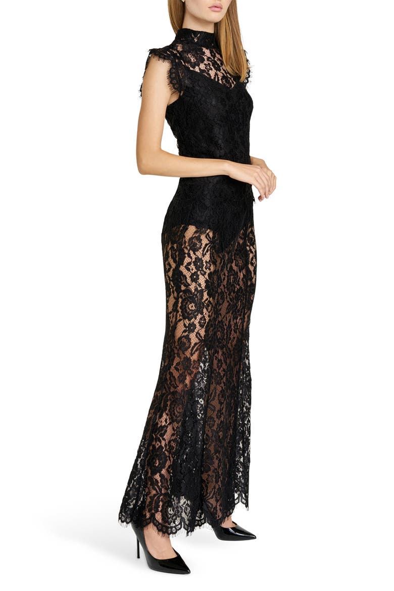 Cosette Semisheer Lace Maxi Skirt, Alternate, color, BLACK
