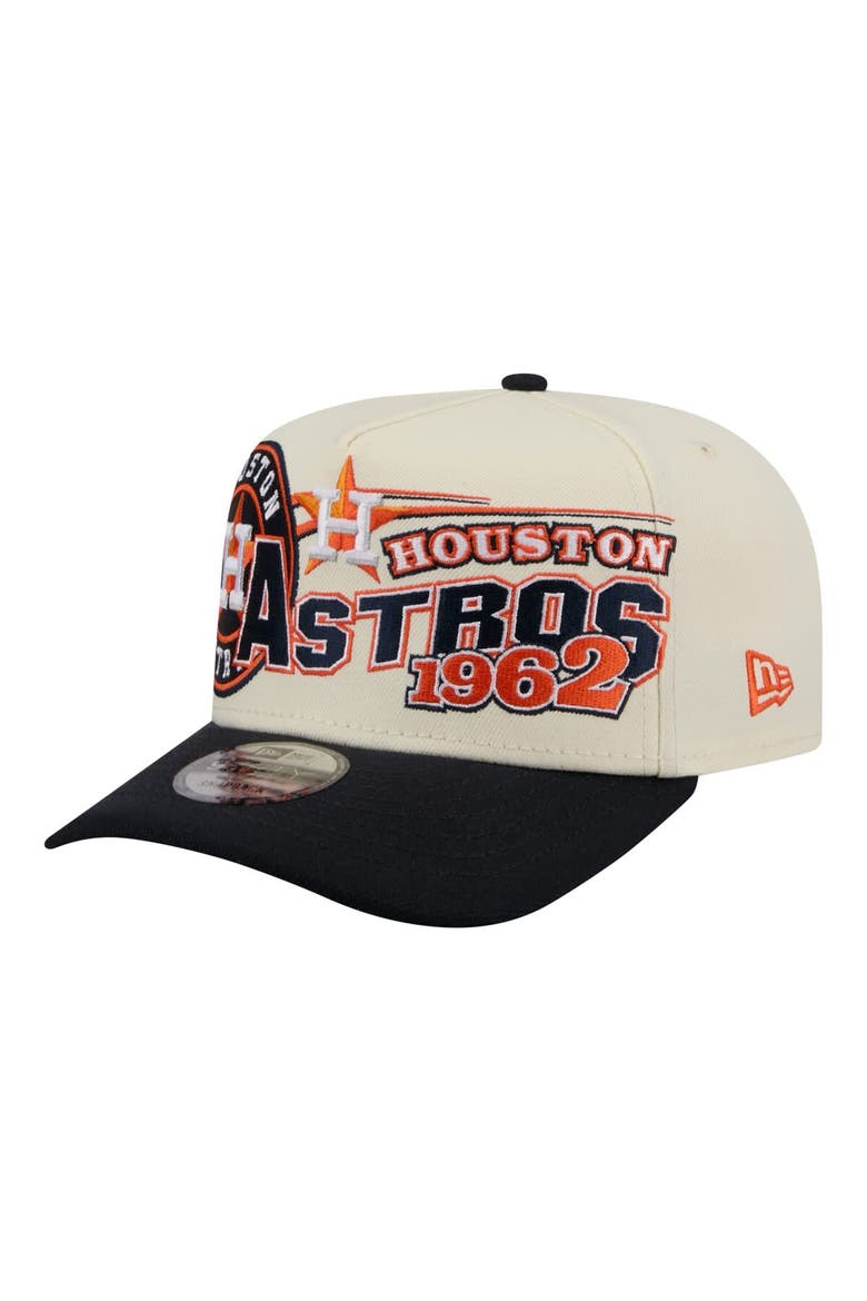 Men's New Era  Cream/Navy Houston Astros Classic A-Frame 9FIFTY Snapback Hat, Alternate, color, Cream