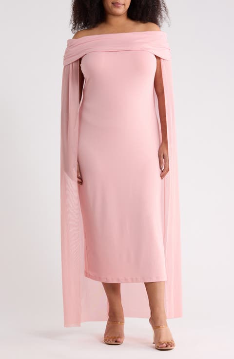 Waverly Off the Shoulder Cape Dress (Plus)